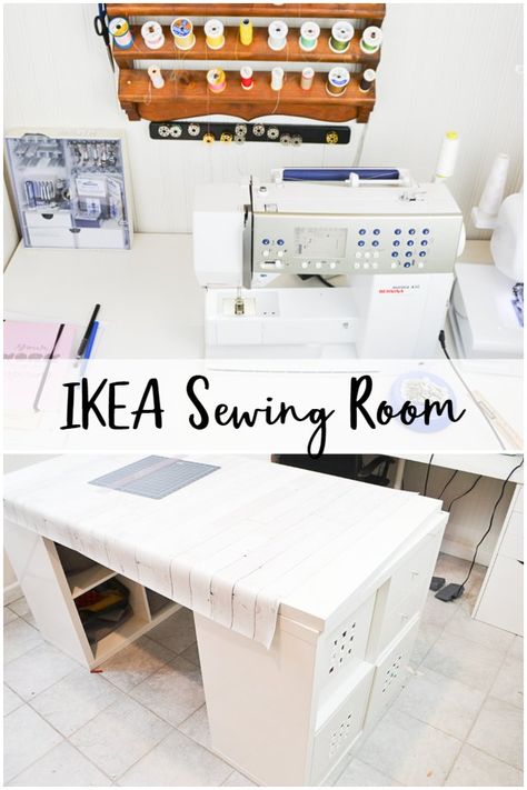 Sewing Area Ideas, Sewing Desk Ideas, Sewing Room Ikea, Ikea Sewing Room Ideas, Cosplay Workshop, Ikea Sewing Rooms, Sewing Room Ideas, Homework Space, Quilting Business