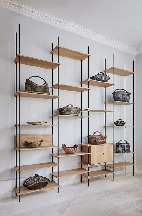 Wall Shelving Design, Track Shelving, Furniture Build, Store Shelves Design, Wall Storage Systems, House Of Turquoise, Steel Shelving, Shelving Design, Retail Shelving