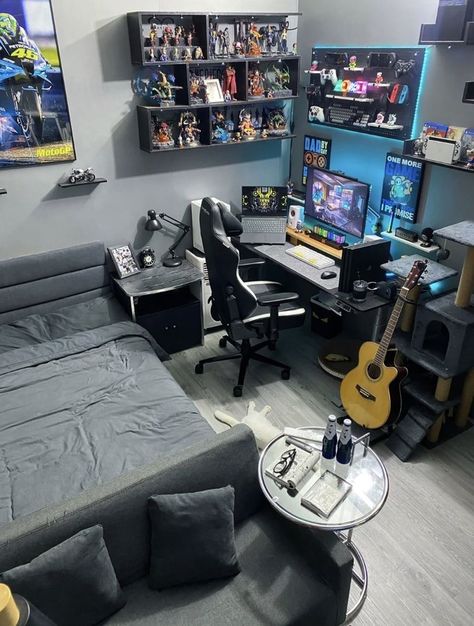 Small Room Setup, Glass House Design, Mens Bedroom Decor, Best Gaming Setup, Desk Layout, Architecture Model House, Bedroom Setup, Pinterest Room Decor, Studio Room