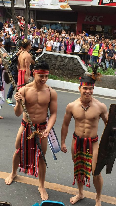 It's more fun in the Philippines 🤤 Panagbenga Festival, Kadayawan Festival, Kissing Poses, Dark Skin Tattoo, Filipino Guys, Filipino Art, Art Male, Baguio City, Men Abs