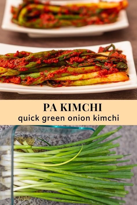 Green Onion Kimchi, Onion Kimchi, Kimchi Recipes, Cabbage Kimchi, South Korean Food, Korean Side Dishes, Korean Food Recipes, Kimchi Recipe, Korean Cooking