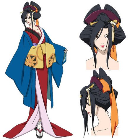 Jorogumo Character Design, Daki Oiran Kimono, Oiran Kimono Anime, Kimono Fantasy Design, Geisha Character Design, Fantasy Kimono Design, Hikizuri Kimono, Kimono Design Drawing, Oiran Outfit