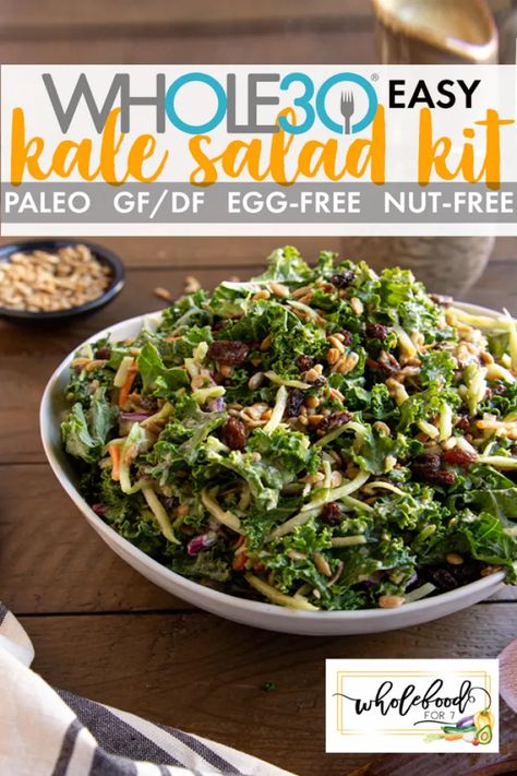 Whole30 Kale Salad Kit - WholeFoodFor7 Elimination Diet Recipes Phase 1, Aip Salad, Whole 30 Salads, Recipes Kale, Whole Food Eating, Allergy Diet, Wildtree Recipes, Salads Easy, Elimination Diet Recipes