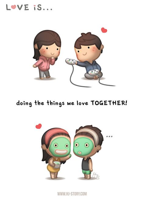 HJ-Story :: Love is... Doing things together! | Tapastic Comics Hj Story, 4 Panel Life, Love Quotes Funny, Online Comics, Love Facts, Cartoons Love, Cute Love Stories, Cute Love Cartoons, Love Illustration