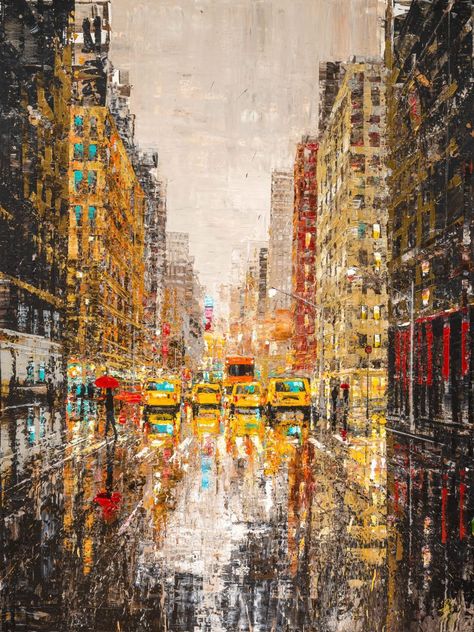 City Scene Painting, Paul Kenton, Artist Research, New York Painting, New York Cityscape, Building Painting, Visit New York, Uk Artist, City Scene