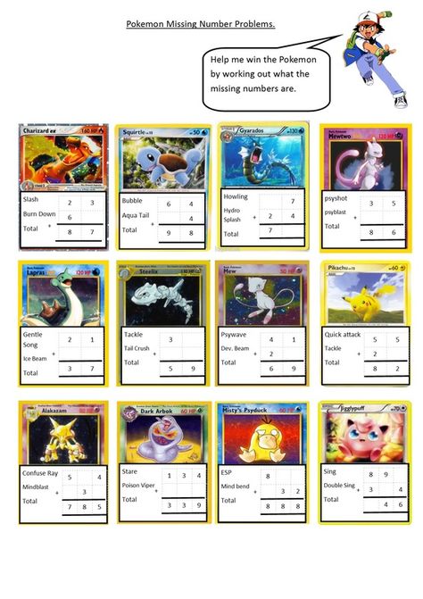 Amazing math resources Pokemon School, Pokemon Math, Pokemon Math Activities, Pokemon Learning Activities, Pokemon Writing Activities, Pokemon School Activities, Pokemon Escape Room, Pokemon Math Worksheets, Pokemon Educational Activities