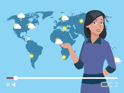 Woman anchorman weather channel vector i... | Premium Vector #Freepik #vector #weather-report #meteorology #weather-forecast #weather Storm In A Teacup, Anchorman, Weather Channel, Weather Report, Meteorology, Weather Forecast, Art Logo, Vector Photo, Premium Vector