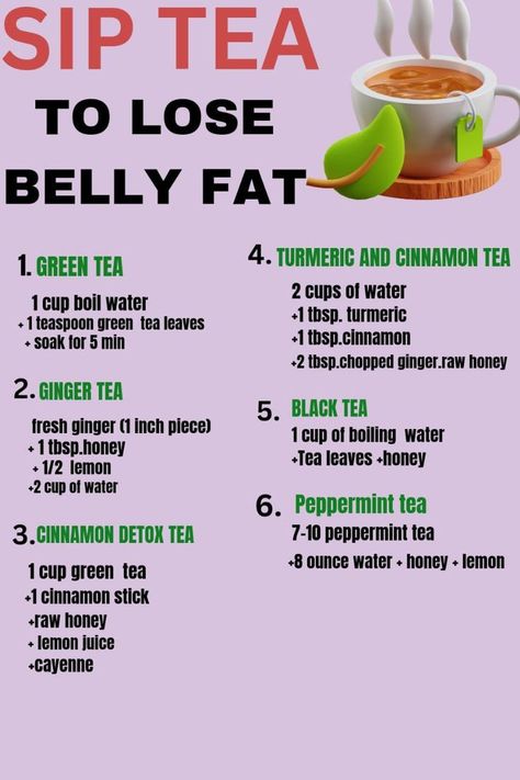 Teas That Help Bloat, Tea To Lose Belly, Healthy Juice Drinks, Fat Burning Tea, Healing Tea, Sugar Free Diet, Healthy Drinks Smoothies, Belly Fat Drinks, Healthy Teas