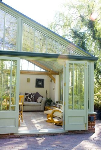 Cottage Conservatory, Small Conservatory Ideas, Conservatory Office, Glass Addition, Diy Conservatory, Home Living Room Ideas, Lean To Conservatory, Conservatory Ideas, Glass House Design