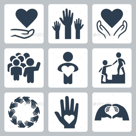 Charity And Volunteer Icon Set — Photoshop PSD #hand #hope • Available here → https://graphicriver.net/item/charity-and-volunteer-icon-set/11725534?ref=pxcr Charity Logo Design, Charity Marketing, Support Icon, Creative Typography Design, Charity Logos, Volunteers Needed, Instagram Feed Ideas Posts, Best Icons, Home Icon