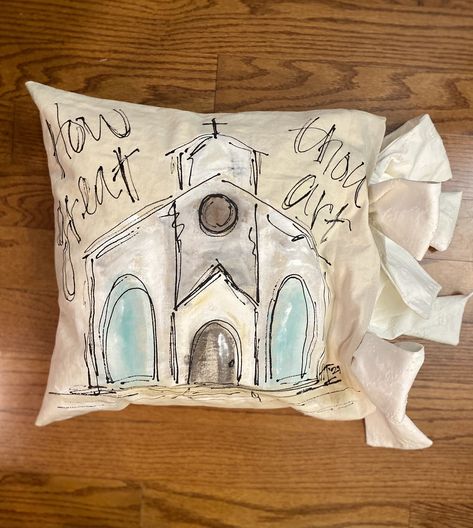 Excited to share this item from my #etsy shop: Pillow Cover Hand-made Hand-painted big Bow Church Fall Pumpkins Painting, Painted Pillows, Hand Painted Pillows, Wedding Fits, Easter Pillows, 18x18 Pillow, Art Cover, Art Pillows, Star Pillows