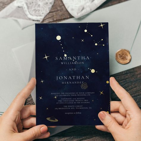 Elegant Celestial Wedding Gold Foil Invitation Ethereal Wedding Theme, Cloud Invitation, Creepy Wedding, Wedding Celestial, Celestial Wedding Invitations, Celestial Wedding Theme, Celestial Aesthetic, Modern Elegant Wedding, Sparkling Wedding