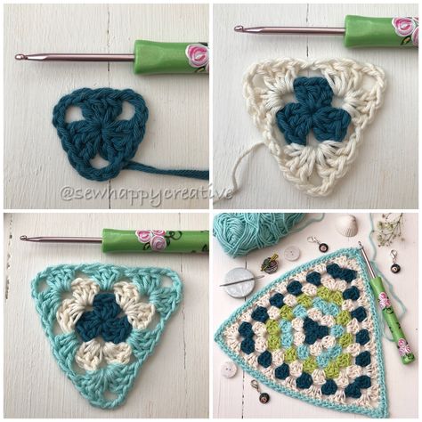 Crochet Triangle Granny, Granny Triangle Pattern, Crochet Triangles, Crochet Triangle Pattern, Granny Triangle, Crochet Hexagons, Granny Square Pattern Free, My Lovely Friend, Crochet Triangle