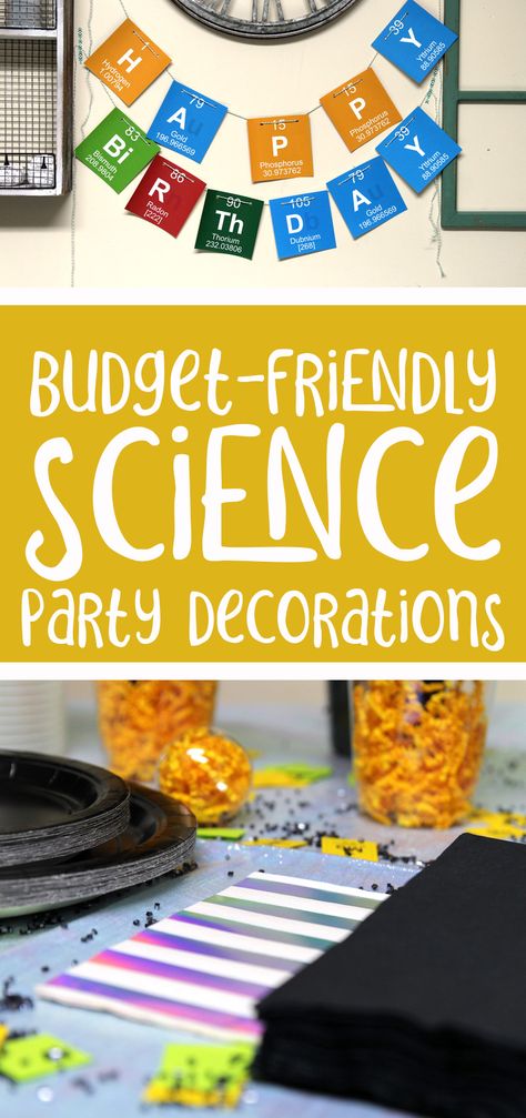 Science Themed Decorations, Engineering Birthday Party Ideas, Science Theme Party, Science Party Decor, Stem Birthday Party Ideas, Nerd Birthday Party, Science Party Ideas Decorations, Science Party Snacks, Science Food