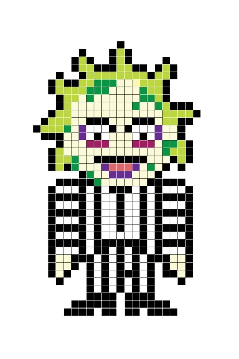 Beaded Halloween Patterns, Beetlejuice Perler Beads, Small Halloween Perler Bead Patterns, Beetlejuice Perler, Beetlejuice Perler Bead Patterns, Beetle Juice Perler Bead Pattern, Horror Perler Bead Patterns, Beetlejuice Pixel Art, Pixel Art Ideas Cute