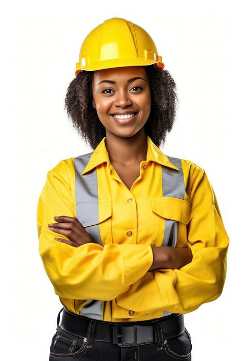 Black female construction worker portrait hardhat helmet.  | premium image by rawpixel.com Construction Worker Photoshoot, Women Working Construction, Black Female Engineer, Woman Construction Worker, Female Construction Worker, Construction Workers Photography, Construction Hard Hat, Torah Scroll, Female Engineer