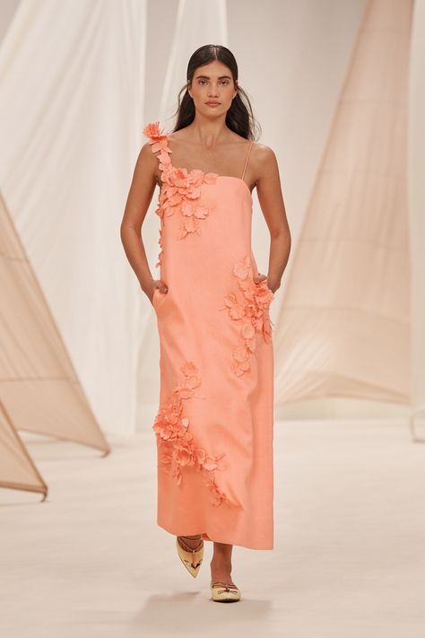 Zimmermann Resort 2023 Collection | Vogue Zimmermann Resort, Resort 23, Resort 2023, Breezy Dress, Linen Midi Dress, Minimal Outfit, High Tide, Orange Dress, Elie Saab