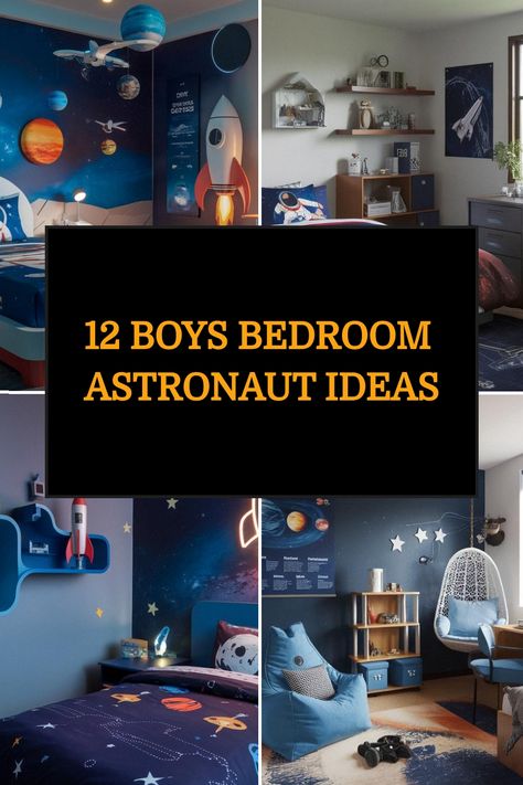 12 Boys Bedroom Astronaut Ideas Planet Room Decor Space Theme, Astronaut Theme Room, Astronaut Room Ideas, Space Theme Bedroom Ideas, Simple Space Themed Bedroom, Outer Space Boys Room, Solar System Bedroom Ideas For Kids, Space Themed Furniture, Kids Bedroom Space Theme