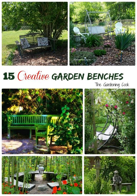 creative garden benches Vegetable Garden Seating Area, Bench In Landscaping, Backyard Bench Garden, Garden Benches Ideas Landscaping, Garden Bench Decorating Ideas, Garden Bench Ideas Landscaping Plants, Rock Garden With Bench, Outdoor Garden Bench Ideas, Garden With Bench Ideas