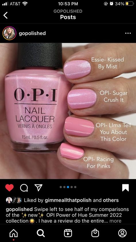 Opi Knowledge Is Flower, Gel Polish Colors Summer, Nails Opi Colors, Fall Nails Opi, Pink Nails Opi, Opi Nail Polish Colors, Natural Nails Manicure, Opi Gel Nails, Magic Potions