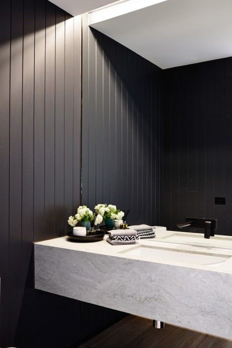 Black Powder Room, Luxury Powder Room, Modern Powder Rooms, Top Bathroom Design, Powder Room Design, Bad Inspiration, Concept Home, Powder Rooms, Counter Tops