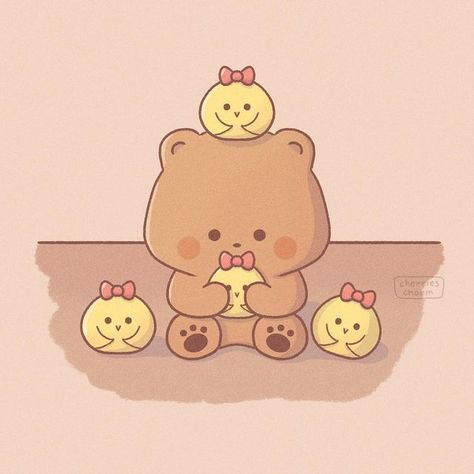 Cute Kawaii Art, Kawaii Background, Bear Drawing, Bear Wallpaper, Kawaii Art, Show And Tell, Cute Kawaii, Instagram Likes, Bread