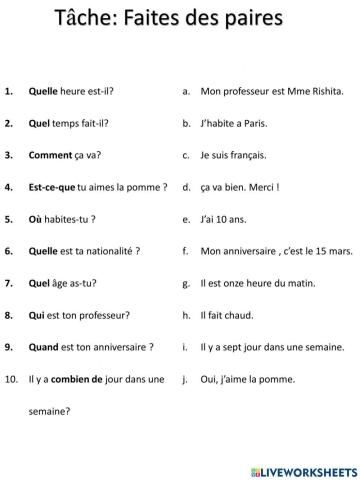 Interactive Worksheets in 120 Languages | LiveWorksheets Grade 3 French Worksheets, Interrogative Pronouns, Learn French Beginner, Worksheets For Grade 3, Basic French Words, French Worksheets, French Teaching Resources, French Activities, French Language Lessons