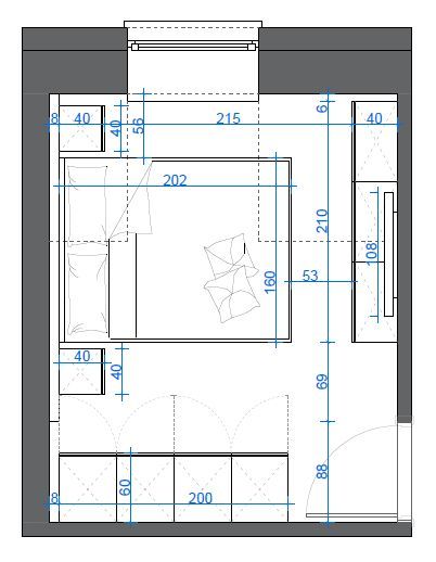 Bedroom Dimensions Layout, Standard Bedroom Dimensions, Bedroom Layout Design, Bedroom Plan, Bathroom Design Styles, Interior Design Layout, Interior Architecture Drawing, House Floor Design, Small House Floor Plans