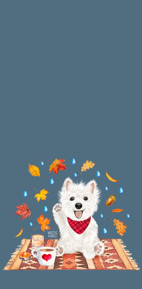 Fall Dog Wallpaper, Westie Halloween, Dog Phone Wallpaper, Dog Wallpaper Iphone, Desktop Aesthetic, Cheetah Print Wallpaper, Cute Dog Drawing, Cute Dog Wallpaper, Dog Thanksgiving