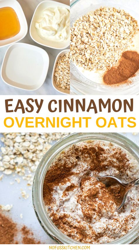 Oats With Yogurt, Cinnamon Overnight Oats, Overnight Oats Recipe Easy, Overnight Oats In A Jar, Overnight Oats With Yogurt, Best Overnight Oats Recipe, Patisserie Vegan, Vegan Overnight Oats, Easy Overnight Oats