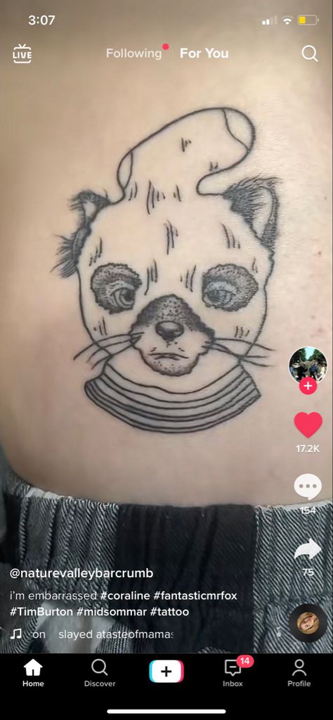 Mr Fox Tattoo, Fantastic Mr Fox Tattoo, Raccoon Tattoo, Tattoo Apprenticeship, Skin Drawing, Sick Tattoo, Stick N Poke Tattoo, Fantastic Mr Fox, Fox Tattoo