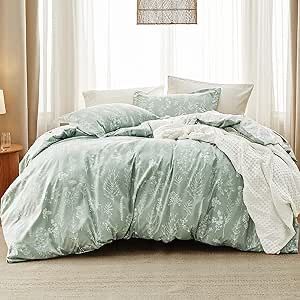 Bedsure Queen Comforter Set - Sage Green Comforter, Cute Floral Bedding Comforter Sets, 3 Pieces, 1 Soft Reversible Botanical Flowers Comforter and 2 Pillow Shams Sage Green Comforter, Green Comforter Sets, Flower Comforter, Queen Size Comforter Sets, Fluffy Comforter, King Size Comforter Sets, Green Comforter, Floral Comforter Sets, Queen Size Comforter