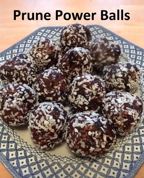 Healthy Prune Recipes, Recipes With Prunes Healthy, Prune Energy Balls, Prune Recipes Desserts, Prune Snacks, Prune Recipes Healthy, Prune Desserts, Prune Balls, Prunes Recipes