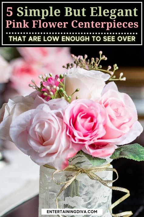 Fake Flower Centerpieces, Pink Flower Centerpieces, Simple Floral Centerpieces, Easy Floral Arrangements, Rose Gold Centerpiece, Diy Floral Centerpieces, Pretty Candle Holders, Diy Vases, Large Events