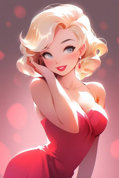 Valentines Day Anime Art, Cartoon Anime Art Style, Woman Oc Art, Marilyn Monroe Art, Become Rich, Model Sheet, Illustration Girl, Poses References, Girls Illustration