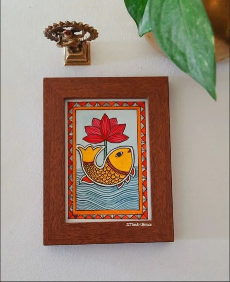 Small Madhubani Motifs, Canvas Madhubani Painting, Cheriyal Paintings Easy, Mini Madhubani Paintings, Small Madhubani Painting, Modhuboni Painting, Indian Folk Art Drawing, Madhubani Drawing Indian Paintings, Madhubani Paintings Ideas Design