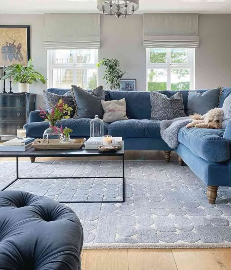 23 Blue and Gray Living Room Ideas Gray House Interior Ideas, Light Blue Sofa Living Room, Blue Sofa Living Room, Blue Grey Living Room, Light Blue Living Room, Light Blue Sofa, Sofas Ideas Living Room, Blue Sofa Living, Blue Family Rooms