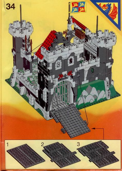 Anleitung - Lego set 6086 Castle Black Knights Castle Lego Castle Instructions, Lego Blueprint, Lego Structures, Castle Black, Lego Knights, Big Lego, Free Lego, Lego System, Vintage Lego