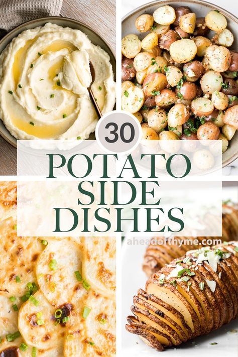 Ideas With Potatoes, Cool Dinner Ideas, Dinner Ideas With Potatoes, Easy Potato Side Dishes, Baked Sweet Potato Wedges, Creamy Cheesy Potatoes, Thanksgiving Potatoes, Potato Side Dishes Easy, Healthy Mashed Potatoes