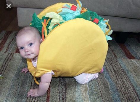 Isn't the cutest taco you ever saw Baby Taco Costume, Peter Pan Kostüm, Funny Baby Halloween Costumes, Funny Baby Costumes, Taco Costume, Pregnant Halloween Costumes, Halloween Infantil, Baby Halloween Outfits