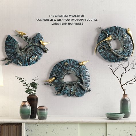 Bird Mural, Bird Decorations, Round Bird, Animal Head Wall, Chinese Wall, Bird Crafts, Resin Sculpture, Geometric Wall Art, Geometric Wall