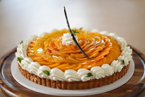 Peach Tart Entremet - Bruno Albouze Peach Entremet, Bruno Albouze, Frozen Tart Shells, How To Peel Peaches, Peach Jelly, Peach Tart, Layered Dessert, Cream Room, Chocolate Work