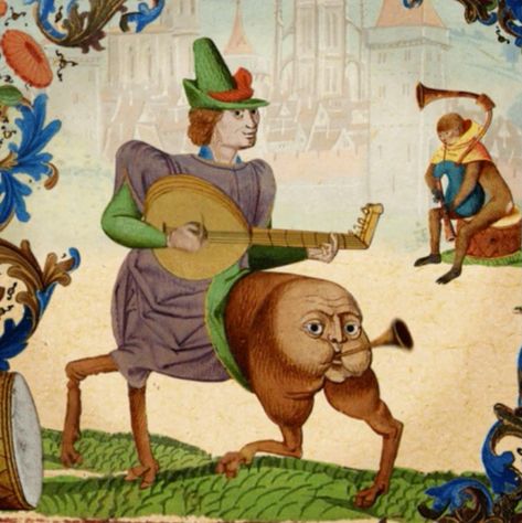 Why So Many Medieval Manuscripts Depict Butt Trumpets? Weird Medieval Guys, Weird Medieval Art, Medieval Art Illustration, Medieval Creatures, Medieval Illustrations, Weird Artwork, Medieval Illustration, Funny Medieval, Medieval Memes