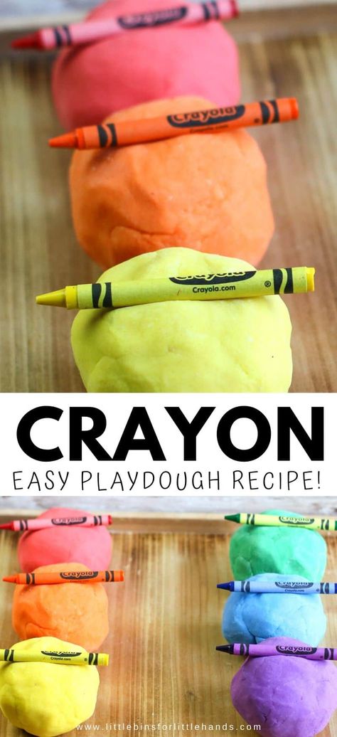 How To Make Crayon Playdough | Little Bins for Little Hands. How to make homemade crayon playdough with cream of tartar. Full instructions with our easy playdough recipes. A hands on and colorful activity for preschool and kindergarten aged kids to enjoy at home this summer! Things To Do With Old Crayons, Crayon Sensory Bin, Projects With Crayons, Crayon Art For Toddlers, Crayons Activities For Preschool, Uses For Old Crayons, What To Do With Broken Crayons, What To Do With Crayons, Crafts With Old Crayons