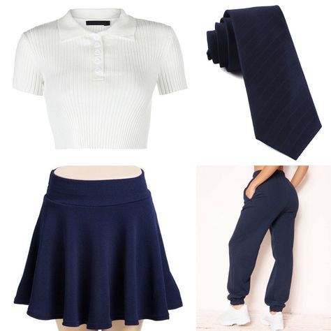 Skirt And White Shirt, Uniform Fits, Blue Skirt Outfits, School Uniform Outfits, Navy Blue Skirt, Tan Skirt, Navy Outfit, Navy Blue Shirts, Uniform Shirts