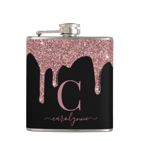 Glitter Flask, Groomsmen Gifts Flask, Diamond Dolls, Rose Gold Aesthetic, Plan Wedding, Rose Gold Theme, Custom Flask, Monogramed Gifts, Pink Letters