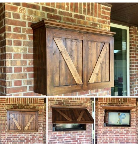 TV cabinet Custom Tv Cabinet, Outdoor Tv Box, Sunroom Idea, Patio Tv, Outdoor Tv Enclosure, Outdoor Tv Cabinet, Tv Enclosure, Bar Exterior, Patio Projects