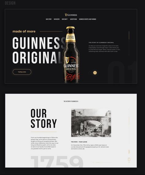 Alcohol Website Design, Website Styles, Beer Website, Ui Landing Page, Guinness Recipes, Wine Bar Design, Design Psychology, Wine Presentation, Bar Website