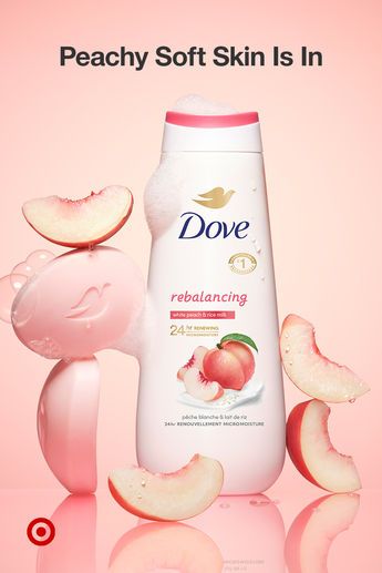 Elevate your shower routine with peachy goodness. Dove’s Peach bar soap & body wash nourishes your skin, leaving it renewed & silky soft for 24 hours. Shop now. How To Smell Like A Peach, Peach Body Butter, Peach Hygiene Products, Coquette Body Wash, Peach Body Wash, Peach Scented Products, Dove Soap, Peach Soap, Dove Body Wash