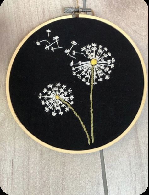 Embroidered Dandelion, Bird Embroidery Pattern, Sulaman Pita, Hand Embroidery Patterns Flowers, Floral Embroidery Patterns, Embroidery Stitches Tutorial, Embroidery Patterns Vintage, Pola Sulam, Embroidery Flowers Pattern